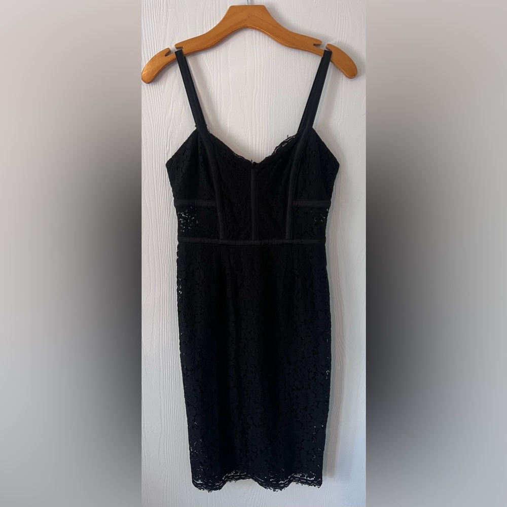 EXPRESS Black Piped Lace Sheath Knee Length Dress 4